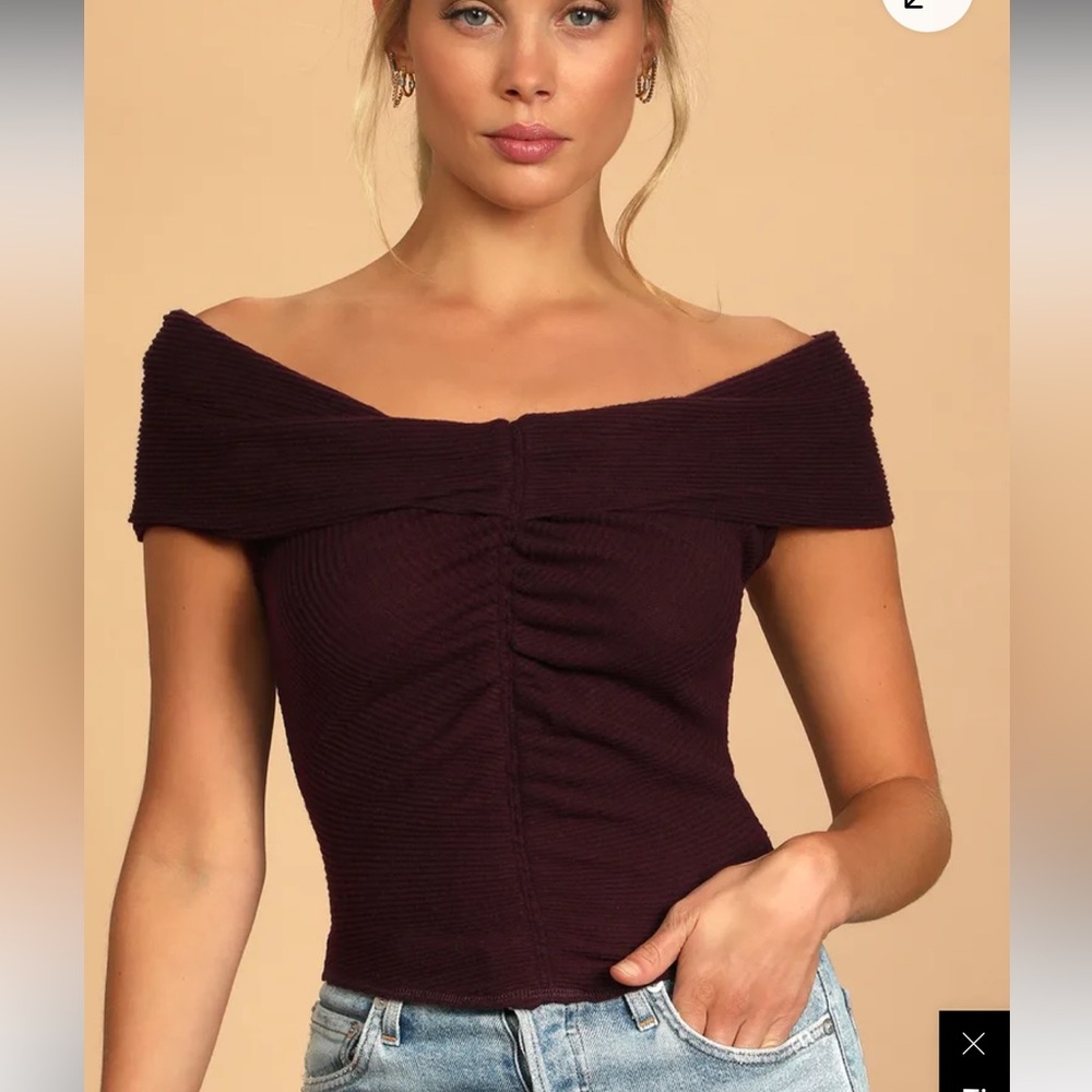FP This Cutie Plum Off the Shoulder Top